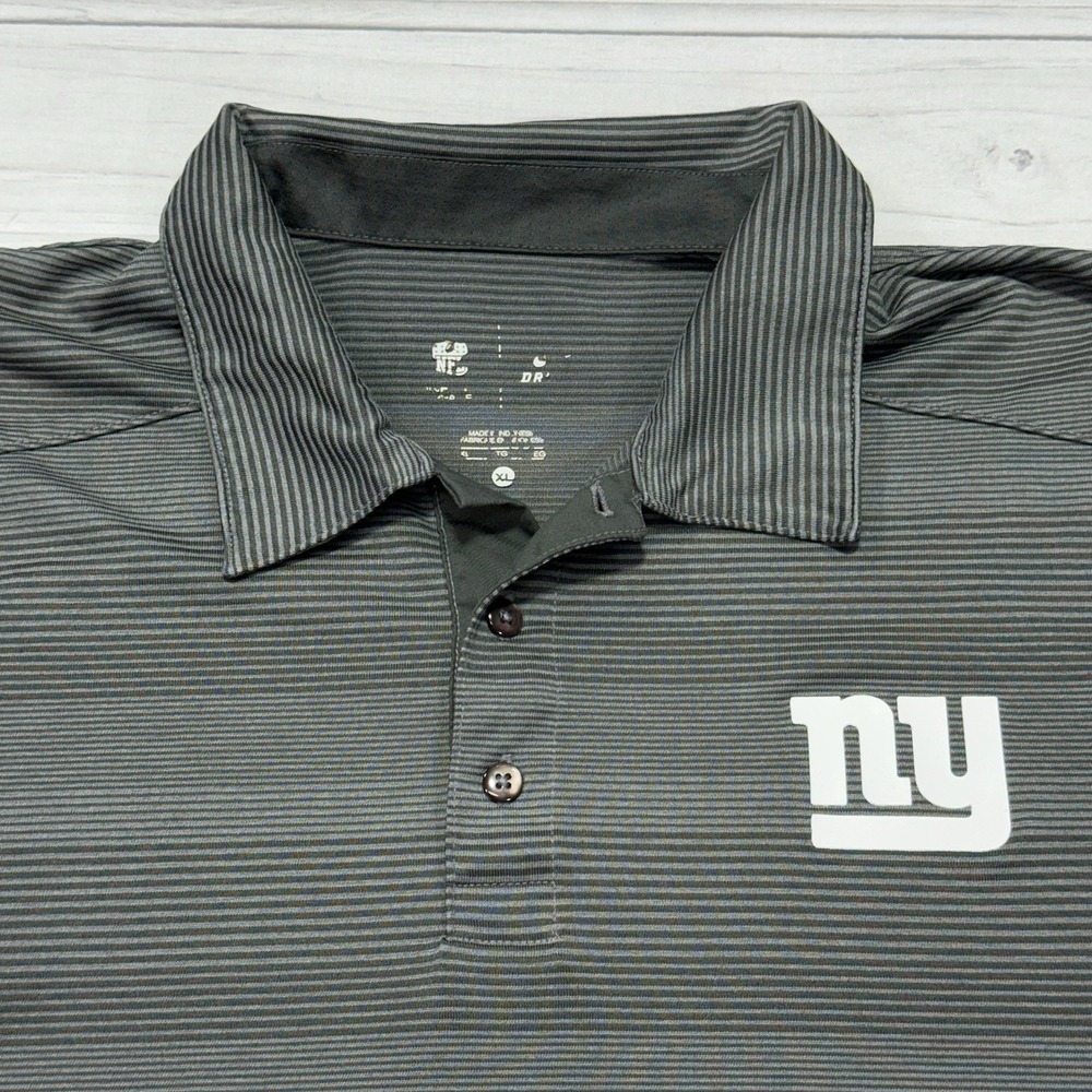Nike New York Giants Polo Shirt Mens XL Gray Striped Dri-Fit Football 536514-060